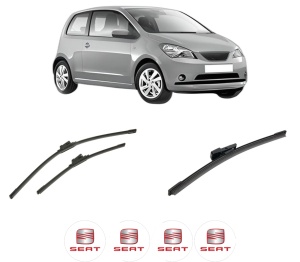Set 3 stergatoare SEAT Mii (KF1, KE1) din 2011-2020, pentru parbriz si luneta fata si spate auto, Bosch Aerotwin-Aerotwin, din cauciuc siliconat rezistent, 4 Stickere Auto SEAT - Img 2