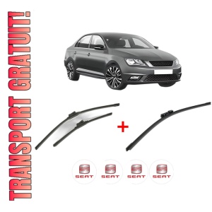 Set 3 stergatoare SEAT TOLEDO IV (KG3) din 2012 - 2019, pentru parbriz si luneta fata si spate auto, Bosch Aerotwin, din cauciuc siliconat rezistent, 4 Stickere Auto SEAT