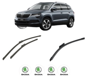 Set 3 stergatoare SKODA KAROQ (NU7, ND7) din 2017-2020, pentru parbriz si luneta fata si spate auto, Bosch Aerotwin-Aerotwin, din cauciuc siliconat rezistent, 4 Stickere Auto SKODA - Img 2
