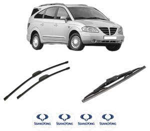 Set 3 stergatoare SSANGYONG RODIUS I din 2005-2007, pentru parbriz si luneta fata si spate auto, Bosch Twin-Aerotwin Retrofit, din cauciuc siliconat rezistent, 4 Stickere Auto SSANGYONG - Img 2