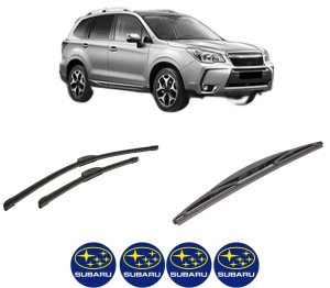 Set 3 stergatoare SUBARU FORESTER (SJ_) din 2012-2013, pentru parbriz si luneta fata si spate auto, Bosch Twin-Aerotwin Retrofit, din cauciuc siliconat rezistent, 4 Stickere Auto SUBARU - Img 2