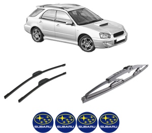 Set 3 stergatoare SUBARU IMPREZA Estate (GG) din 2000-2008, pentru parbriz si luneta fata si spate auto, Bosch Twin-Aerotwin Retrofit, din cauciuc siliconat rezistent, 4 Stickere Auto SUBARU - Img 2
