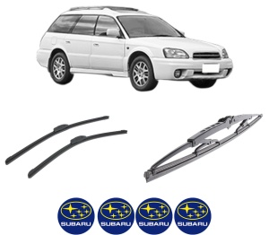 Set 3 stergatoare SUBARU LEGACY III Estate (BH) din 1998-2003, pentru parbriz si luneta fata si spate auto, Bosch Twin-Aerotwin Retrofit, din cauciuc siliconat rezistent, 4 Stickere Auto SUBARU - Img 2