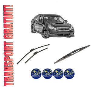 Set 3 stergatoare SUBARU LEGACY V (BM) din 2010-2014, pentru parbriz si luneta fata si spate auto, Bosch Twin-Aerotwin Retrofit, din cauciuc siliconat rezistent, 4 Stickere Auto SUBARU