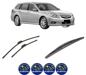 Set 3 stergatoare SUBARU LEGACY V Estate (BR) din 2009-2014, pentru parbriz si luneta fata si spate auto, Bosch Twin-Aerotwin Retrofit, din cauciuc siliconat rezistent, 4 Stickere Auto SUBARU - Img 2