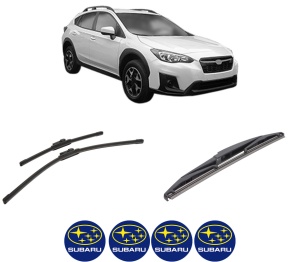 Set 3 stergatoare SUBARU XV (GT) din 2017-2019, pentru parbriz si luneta fata si spate auto, Bosch Twin-Aerotwin, din cauciuc siliconat rezistent, 4 Stickere Auto SUBARU - Img 2