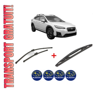 Set 3 stergatoare SUBARU XV (GT) din 2017, pentru parbriz si luneta fata si spate auto, Valeo Silencio, din cauciuc siliconat rezistent, 4 Stickere Auto SUBARU