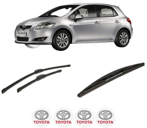 Set 3 stergatoare TOYOTA AURIS (_E15_) din 2006-2012, pentru parbriz si luneta fata si spate auto, Bosch Twin-Aerotwin Retrofit, din cauciuc siliconat rezistent, 4 Stickere Auto TOYOTA - Img 2