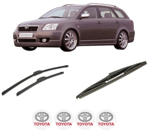 Set 3 stergatoare TOYOTA AVENSIS Estate (_T25_) din 2003-2008, pentru parbriz si luneta fata si spate auto, Bosch Twin-Aerotwin Retrofit, din cauciuc siliconat rezistent, 4 Stickere Auto TOYOTA - Img 2