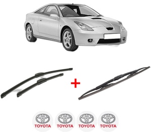 Set 3 stergatoare TOYOTA CELICA Coupe (_T23_) din 1999 - 2005, pentru parbriz si luneta fata si spate auto, Bosch Twin, din cauciuc siliconat rezistent, 4 Stickere Auto TOYOTA v9167