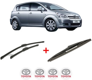 Set 3 stergatoare TOYOTA COROLLA Verso (ZER_, ZZE12_, R1_) din 2004 - 2009, pentru parbriz si luneta fata si spate auto, Bosch Twin, din cauciuc siliconat rezistent, 4 Stickere Auto TOYOTA v3647