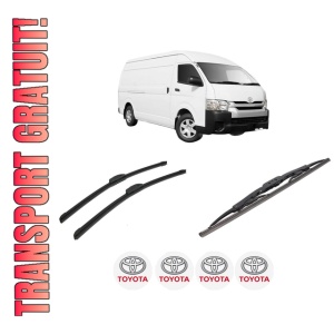 Set 3 stergatoare TOYOTA HIACE V Van (TRH2__, KDH2__, LH2__, GDH2__) din 2004, pentru parbriz si luneta fata si spate auto, Bosch Twin-Aerotwin Retrofit, din cauciuc siliconat rezistent, 4 Stickere Auto TOYOTA