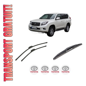 Set 3 stergatoare TOYOTA LAND CRUISER VAN (_J15_) din 2011, pentru parbriz si luneta fata si spate auto, Bosch Twin-Aerotwin Retrofit, din cauciuc siliconat rezistent, 4 Stickere Auto TOYOTA