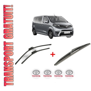 Set 3 stergatoare TOYOTA PROACE VERSO Bus (MPY_) din 2016 - 2023, pentru parbriz si luneta fata si spate auto, Bosch Twin, din cauciuc siliconat rezistent, 4 Stickere Auto TOYOTA