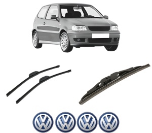 Set 3 stergatoare Volkswagen POLO (6N2) din 1999-2001, pentru parbriz si luneta fata si spate auto, Bosch Twin-Aerotwin Retrofit, din cauciuc siliconat rezistent, 4 Stickere Auto Volkswagen - Img 2