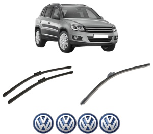 Set 3 stergatoare Volkswagen TIGUAN (5N_) din 2007-2018, pentru parbriz si luneta fata si spate auto, Bosch Aerotwin-Aerotwin, din cauciuc siliconat rezistent, 4 Stickere Auto Volkswagen - Img 2