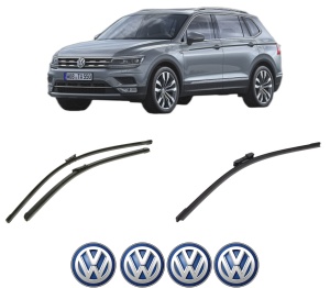 Set 3 stergatoare Volkswagen TIGUAN ALLSPACE (BW2, BJ2) din 2017-2021, pentru parbriz si luneta fata si spate auto, Bosch Aerotwin-Aerotwin, din cauciuc siliconat rezistent, 4 Stickere Auto Volkswagen - Img 2