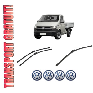 Set 3 stergatoare Volkswagen TRANSPORTER T5 Platform/Chassis (7JD, 7JE, 7JL, 7JY, 7JZ, 7F din 2003-2013, pentru parbriz si luneta fata si spate auto, Bosch Aerotwin-Aerotwin, din cauciuc siliconat rezistent, 4 Stickere Auto Volkswagen