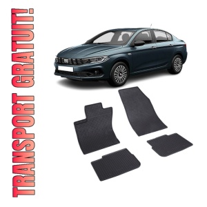 Set 4 covorase Fiat Tipo Hatchback/Sedan/Combi 2016-prezent, din cauciuc 100%, compatibile cu autoturismul FIAT Tipo