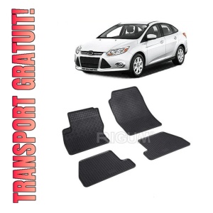Set 4 covorase Ford Focus 2011-2018, din cauciuc 100%, compatibile cu autoturismul FORD Focus