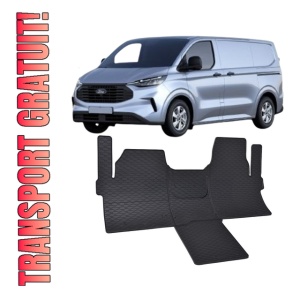 Set 4 covorase Ford Transit Custom 2 Locuri 2024-prezent, din cauciuc 100%, compatibile cu autoturismul FORD Transit