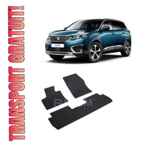 Set 4 covorase Peugeot 5008 2017-prezent, din cauciuc 100%, compatibile cu autoturismul PEUGEOT 5008