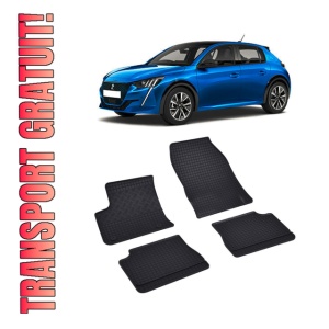 Set 4 covorase Peugeot E-208 2020-prezent, din cauciuc 100%, compatibile cu autoturismul PEUGEOT e-208