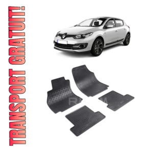 Set 4 covorase Renault Megane Hatchback 2009-2015, din cauciuc 100%, compatibile cu autoturismul RENAULT Megane