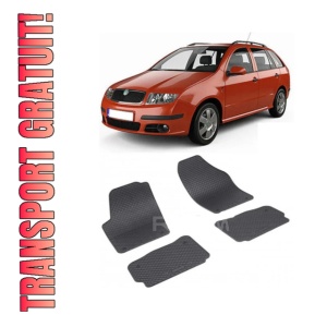 Set 4 covorase Skoda Fabia I 2000-2007, din cauciuc 100%, compatibile cu autoturismul SKODA Fabia
