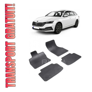 Set 4 covorase Skoda Octavia Iii 2013-2020, din cauciuc 100%, compatibile cu autoturismul SKODA Octavia