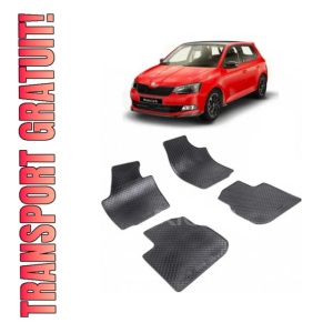 Set 4 covorase Skoda Rapid 2012-2019, din cauciuc 100%, compatibile cu autoturismul SKODA Rapid