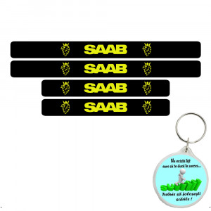 Set 4 protectii praguri auto, autoadezive Saab si breloc Succes, accesorii pentru autoturismul tau - masina v247137