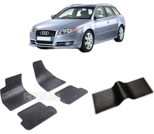 Set 5 covorase AUDI A4 B7 din 11.2004-03.2008, cu covoras tunel median, CAROSERIE COMBI, Presuri cauciuc 100%, compatibil cu autoturismul AUDI A4 B7, Rigum - Img 2