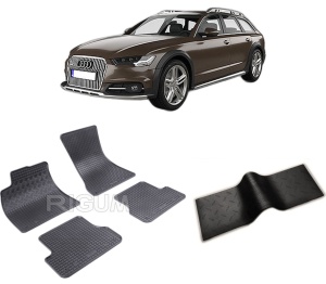 Set 5 covorase AUDI A6 C7 din 09.2011-08.2018, cu covoras tunel median, CAROSERIE COMBI, Presuri cauciuc 100%, compatibil cu autoturismul AUDI A6 C7, Rigum - Img 2