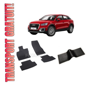 Set 5 covorase AUDI Q2 din 10.2016-PREZENT, cu covoras tunel median, CAROSERIE SUV, Presuri cauciuc 100%, compatibil cu autoturismul AUDI Q2, Rigum