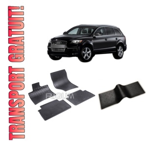 Set 5 covorase AUDI Q7 4L din 03.2006-05.2015, cu covoras tunel median, CAROSERIE SUV, Presuri cauciuc 100%, compatibil cu autoturismul AUDI Q7 4L, Rigum