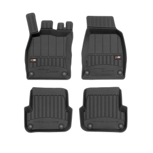 Set 5 covorase auto AUDI A6 C6 (4F2) din 2008-2017, cu covoras tunel median, presuri auto din cauciuc, 4x Stickere auto cu AUDI - Img 3