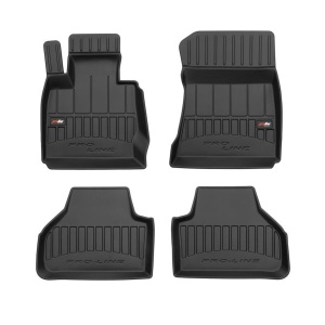Set 5 covorase auto BMW Seria X4 (F26) din 2012-2017, cu covoras tunel median, presuri auto din cauciuc, 4x Stickere auto cu BMW - Img 3
