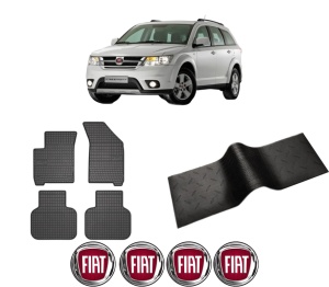 Set 5 covorase auto FIAT FREEMONT (345_) din 2007-2012, cu covoras tunel median, presuri auto din cauciuc, 4x Stickere auto cu FIAT - Img 2