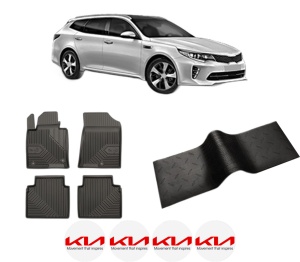 Set 5 covorase auto KIA OPTIMA Sportswagon (JF) din 2004-2012, cu covoras tunel median, presuri auto din cauciuc, 4x Stickere auto cu KIA - Img 2