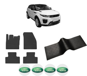 Set 5 covorase auto LAND ROVER RANGE ROVER EVOQUE VAN (L538) din 2007-2018, cu covoras tunel median, presuri auto din cauciuc, 4x Stickere auto cu LAND ROVER - Img 2