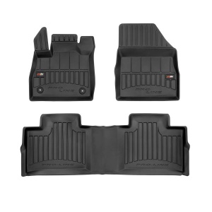 Set 5 covorase auto RENAULT ESPACE V (JR_) din 2009-2020, cu covoras tunel median, presuri auto din cauciuc, 4x Stickere auto cu RENAULT - Img 3