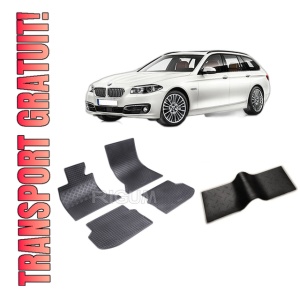 Set 5 covorase BMW SERIA 5 F11 din 03.2010-2013, cu covoras tunel median, CAROSERIE COMBI X-DRIVE, Presuri cauciuc 100%, compatibil cu autoturismul BMW SERIA 5 F11, Rigum