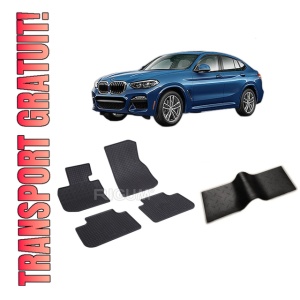 Set 5 covorase BMW X4 G02 din 04.2018-PREZENT, cu covoras tunel median, CAROSERIE SUV, Presuri cauciuc 100%, compatibil cu autoturismul BMW X4 G02, Rigum