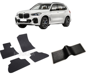Set 5 covorase BMW X5 G05 PHEV din 08.2019-PREZENT, cu covoras tunel median, CAROSERIE SUV, Presuri cauciuc 100%, compatibil cu autoturismul BMW X5 G05 PHEV, Rigum - Img 2