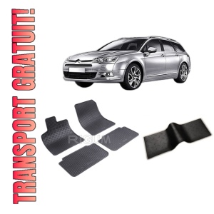 Set 5 covorase CITROEN C5 I din 2000-2008, cu covoras tunel median, CAROSERIE COMBI, Presuri cauciuc 100%, compatibil cu autoturismul CITROEN C5 I, Rigum