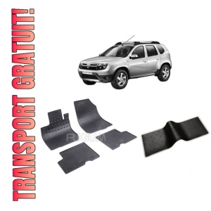 Set 5 covorase DACIA DUSTER I din 2010-12.2017, cu covoras tunel median, CAROSERIE SUV, Presuri cauciuc 100%, compatibil cu autoturismul DACIA DUSTER I, Rigum
