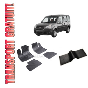 Set 5 covorase FIAT DOBLO I din 2001-2010, cu covoras tunel median, CAROSERIE VAN 5 LOCURI, Presuri cauciuc 100%, compatibil cu autoturismul FIAT DOBLO I, Rigum