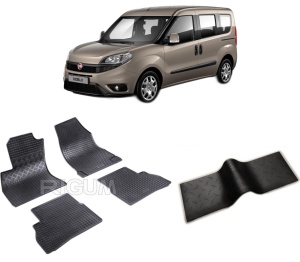 Set 5 covorase FIAT DOBLO II din 2010-06.2022, cu covoras tunel median, CAROSERIE VAN 5 LOCURI, Presuri cauciuc 100%, compatibil cu autoturismul FIAT DOBLO II, Rigum - Img 2