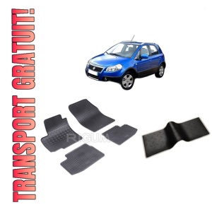 Set 5 covorase FIAT SEDICI din 2006-08.2013, cu covoras tunel median, CAROSERIE SUV, Presuri cauciuc 100%, compatibil cu autoturismul FIAT SEDICI, Rigum